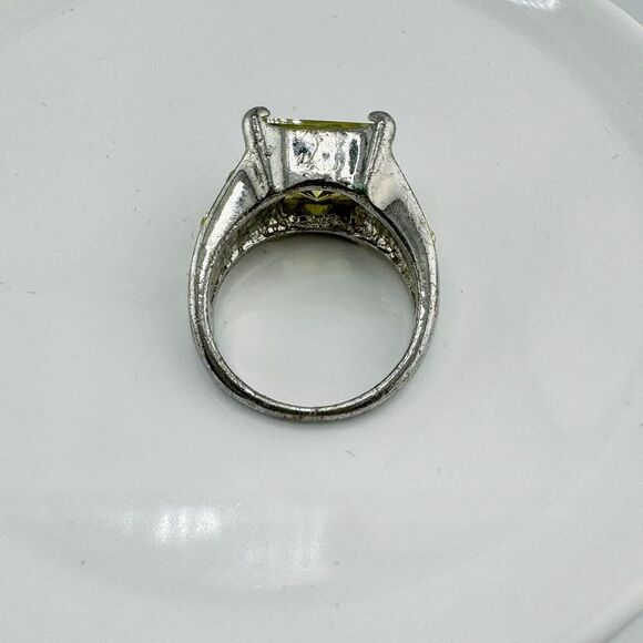 Vintage Leach & Garner Yellow Rhinestone Statement Ring Retro Glam Regency - Picture 8 of 10